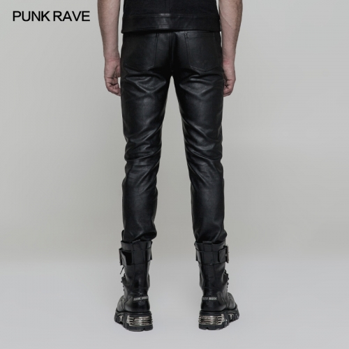 PUNK RAVE punk men slim leather trousers OK-321