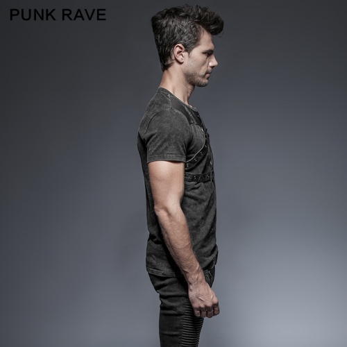 PUNK RAVE Steampunk cotton Short Sleeve T-shirt T-424