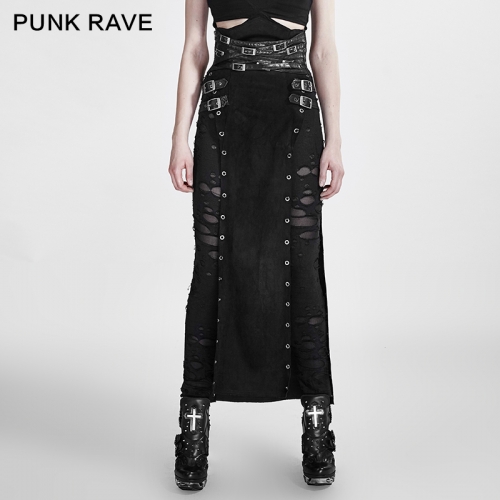 PUNK RAVE Woman High Waist Long Skirt Q-298