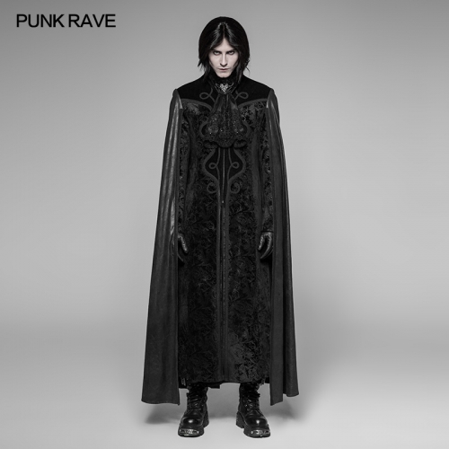 Punk Rave Gothic Black Cloak Long Coat WY-934