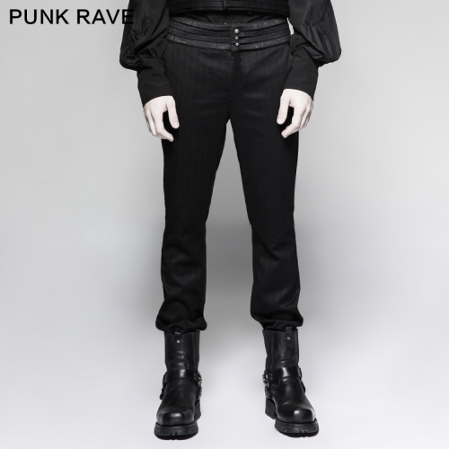 PUNK RAVE Gentleman Steampunk Striped Trousers K-280