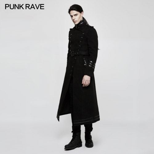 PUNK RAVE  men black long winter coats  Y-766