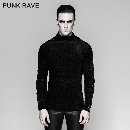 PUNK RAVE Black Tight Fit Long Sleeve T-shirt T-467