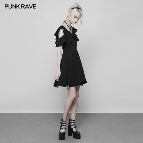 Punk Rave Double Lotus Leaf Edge Bandage Girl Dress  OPQ-373