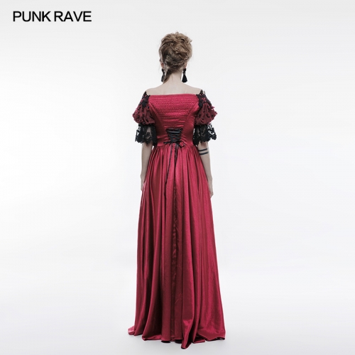 Punk Rave Red long  woman dress WQ-352