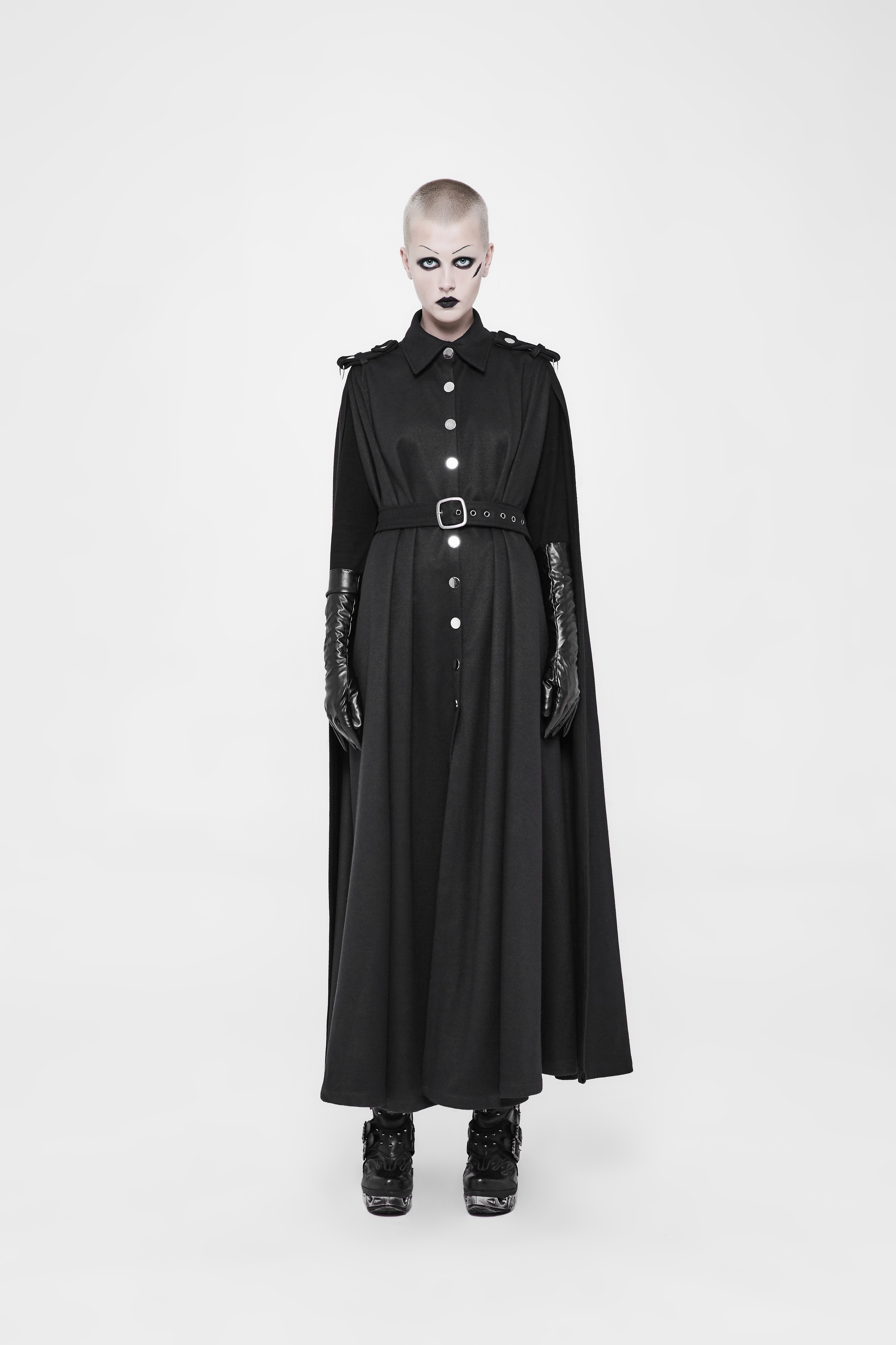 PUNKRAVE Two Wear Long Military Uniform women wizard cosplay cape coat ...