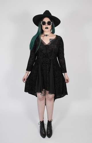 Gothic Abyss Burnt Flower  Plus Size Dress DQ-517LQF