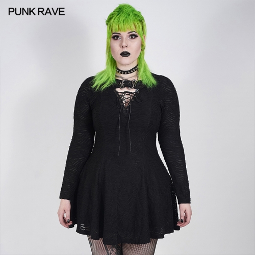 Punk Mystery Oversize Long Sleeve V neck  Dress DQ-526LQ