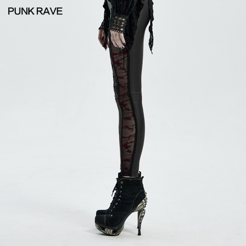 Gothic Hollow Out Leather leggings WK-463DDF-BK