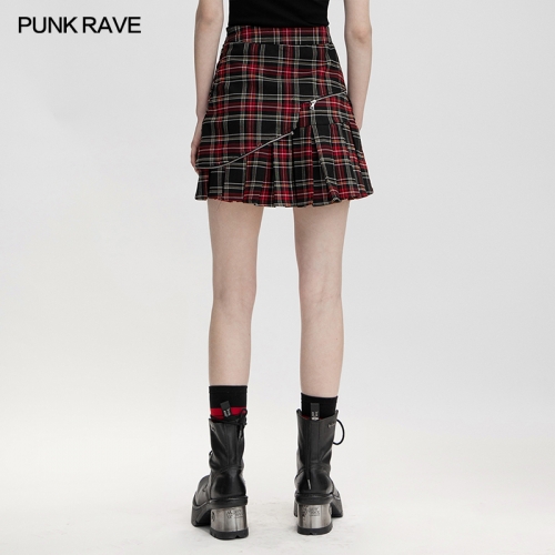 Punk Rave Wholesale Factory Invisible Zipper Cute Skirt Fit And Thin Version Twill Woven Fabric Two-Way Wear A-Hem Pleated Skirt OPQ-958DQF
