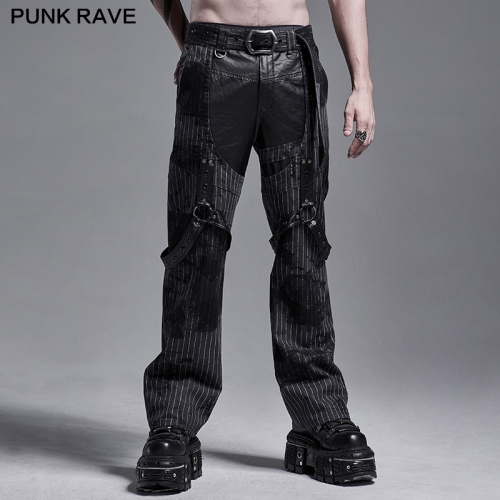 Punk Print Striped Loose Straight Pants WK-452XCM
