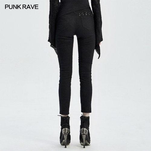 Punk  dark denim women trousers