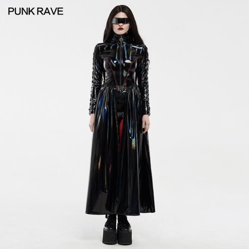 Punk Rave WY-1213LCF Original  Brand Cyber rococo laser ladies long coat long sleeve dress