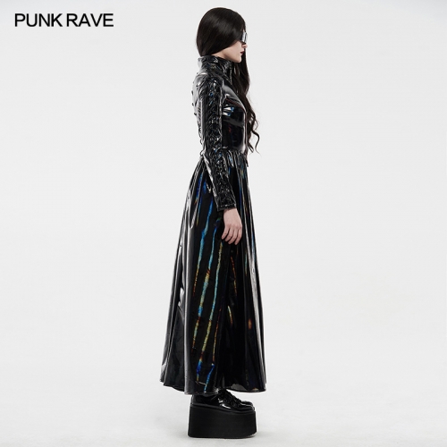 Punk Rave WY-1213LCF Original  Brand Cyber rococo laser ladies long coat long sleeve dress