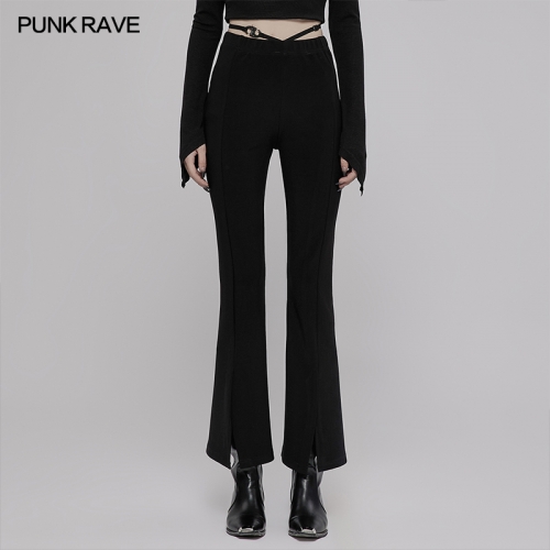 Micro Flare Pants With V-Shaped Decorative Strap OGK-037XCF