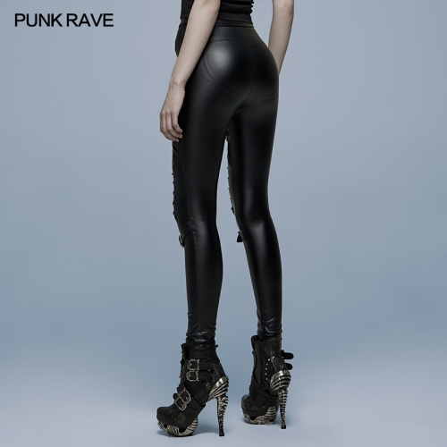 Goth skinny imitation leather pants WK-490DDF
