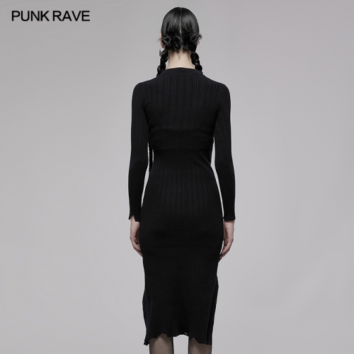 Multi Wearing Ways Dark Sexy Wool Knitted Dress With String OGM-009LQF