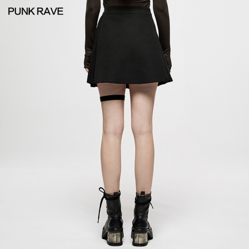 Dark Punk Pleated Asymmetric Skirt OQ-005BQF