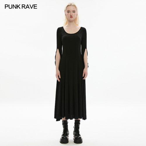 Summer Dark Simple Casual Round Neck Drip Sleeve Dress OPQ-1256LQF