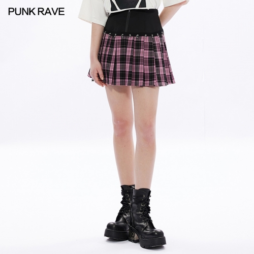 Sweet Cool Girl Playful Plaid Splicing Short Skirt OPQ-1289BQF