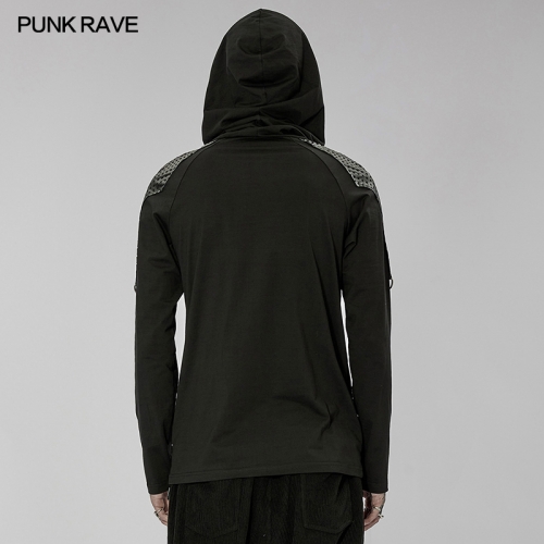 Men Dark Goth Long Sleeve T-Shirt Hollow Out Breathable Hoodie WT-736TCM