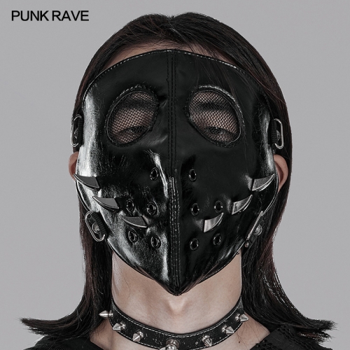 Punk Personalized Rivet Gauze Hollow Out PU Facial Mask WS-526MZ