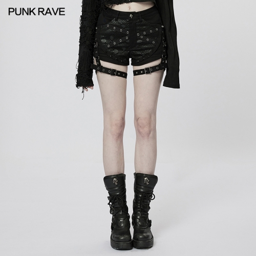Punk Darkness Hot Girl Tight Shorts Summer Sexy Mesh Hollow-out Club Hot Pants WK-545XDF