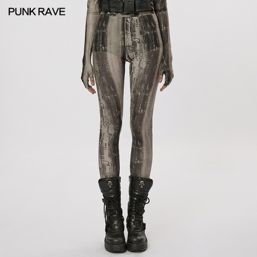 The Post-Apocalyptic Techwear Sexy Tight Mesh Perspective Leggings WK-536DDF