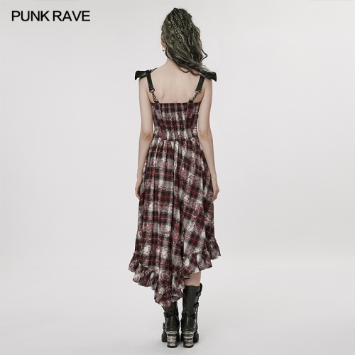Micro Elastic And Bright Fine Texture Tie-Dyed Printed Plaid Gown Summer Sexy Ruffles Patchwork Slip Dresses