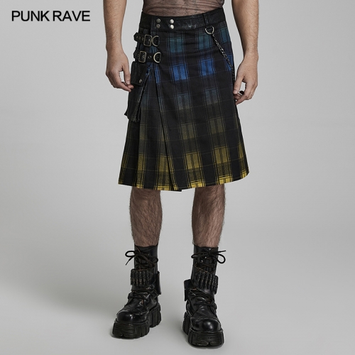 Punk School Style Gradient Color Scottish Plaid Kilt WQ-632BQM