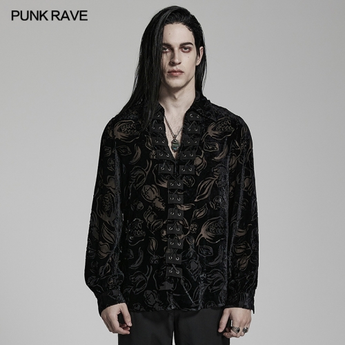 Punk Rave Goth Piranha Pattern Velvet Shirt WY-1468CCM
