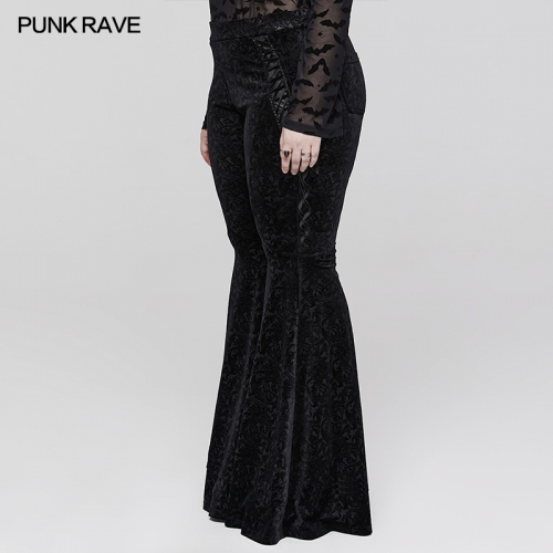 Punk Rave Goth Dark Texture Jacquard Flare Pants DK-567XCF