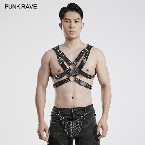 Punk Rave WS-606BDM Multiple Belts On The Back Are Connected By Metal Rings To Enrich The Structural Design Punk Harness