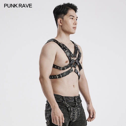 Punk Rave WS-606BDM Multiple Belts On The Back Are Connected By Metal Rings To Enrich The Structural Design Punk Harness