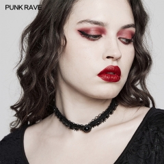 PUNK RAVE DS-571LHF Gothic Lolita Lace Necklace Jewelry Punk Accessories Vintage Victorian Black Adjustable Chain Lace Choker