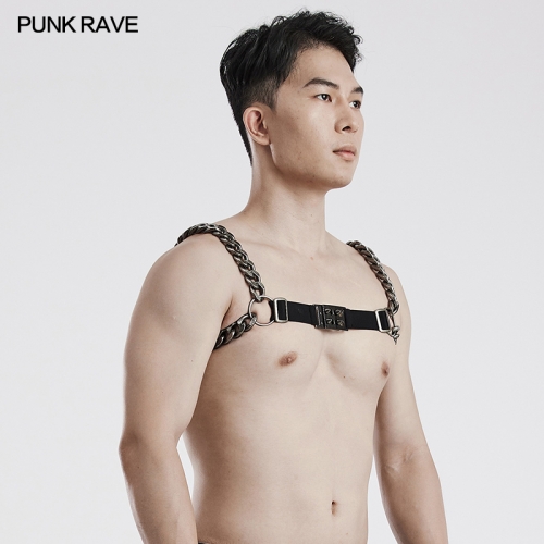 Punk Rave WS-591QTM Masculinity Heavy And Big Chain Antique Silver Aluminum Chain Punk Chunky Chain Harness