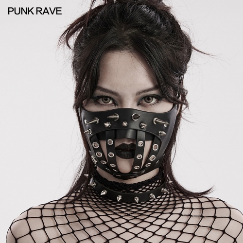 Punk Rave WS-590KZ Metal Cone Rivets Cool Personalized Half Mask Fitting And Shaping Face Punk Mask