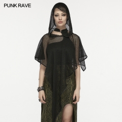 Punk Rave OPS-295WJF Adjustable Cape Loose Hooded Cape Style Hooded Mesh Scarf