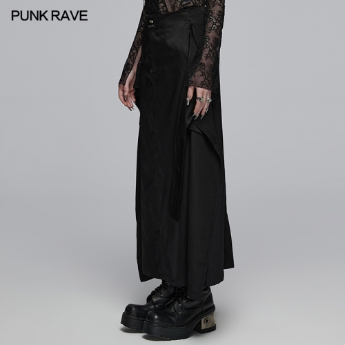 Punk Rave OPQ-1431BQF Fitting Waist With Pockets A-Line Cross Strap Mid Waist Long Skirt