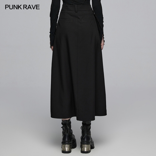 Punk Rave OPQ-1441BQF Twill Woven Fabric Irregular Skirt Hem Medium High Waist Irregular Deconstructed Skirt