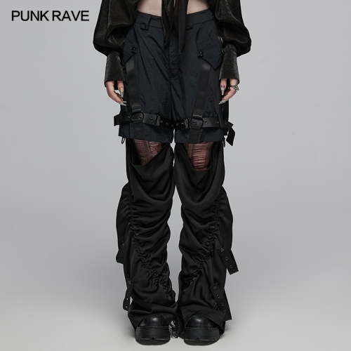 Punk Rave OPK-512XCF Adjustable Webbing And Elastic Straps Layered Multiple Ways Of Wearing Drawstring Flared Cargo Pants