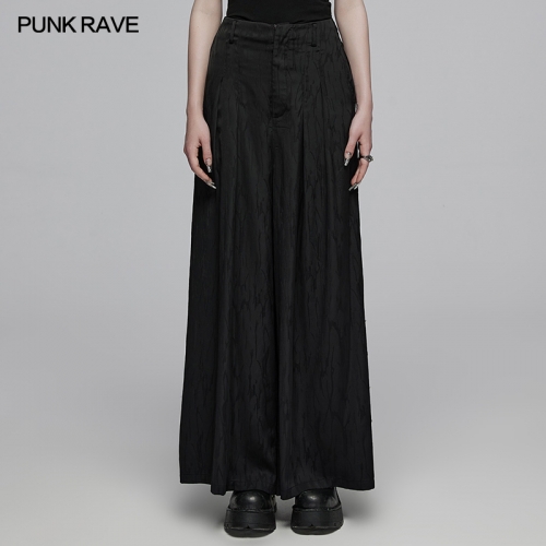 Punk Rave OPK-528XCF Irregular Buckles Wide Leg Pleated And Elastic Mid High Waist Chinese Style Wide Leg Pants