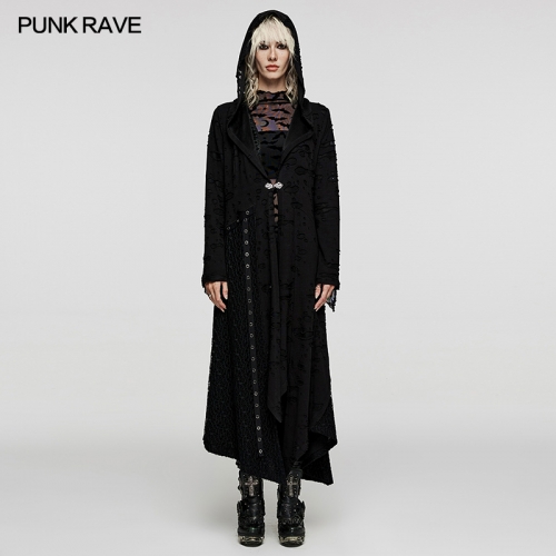 Punk Rave Decadent Irregular Hem Decadent Knit And Mesh Fabric Asymmetric Jacket