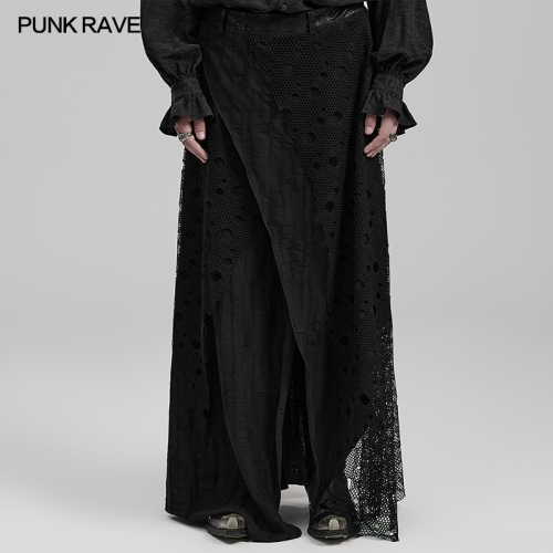 Punk Rave WQ-652BQM Dark Goth Decadent Mesh Micro-Elasticity Decayed Knitted And Mesh Fabric Dark Goth Long Skirt