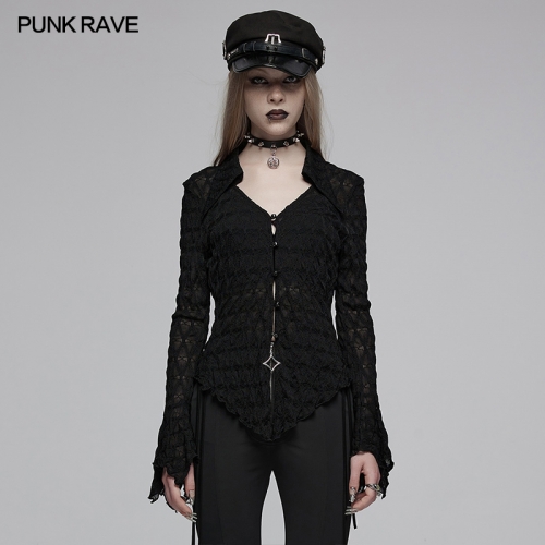 Punk Rave OPY-761CCF Slim Waist With Pointed Collar And Flared Sleeves Side Drawstring Knitted Sun-Proof Cardigan