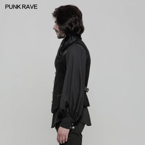 Punk Rave WY-862MJM Placket With Bag Buckles Adjustable Band On The Back Steampunk Waistcoat