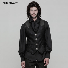Punk Rave WY-862MJM Placket With Bag Buckles Adjustable Band On The Back Steampunk Waistcoat