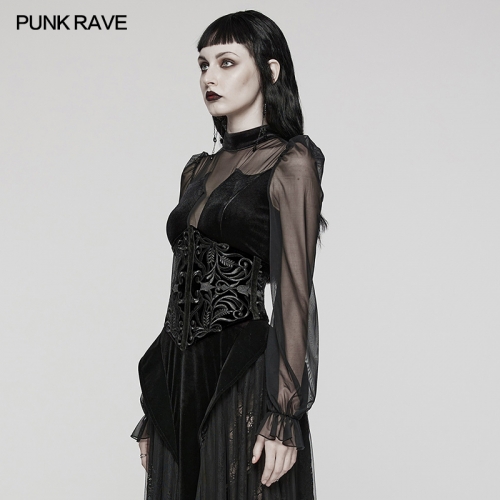 Punk Rave WS-616YDF Velveteen And Applique Embroidery Corset Design Goth Totem Retro Corset