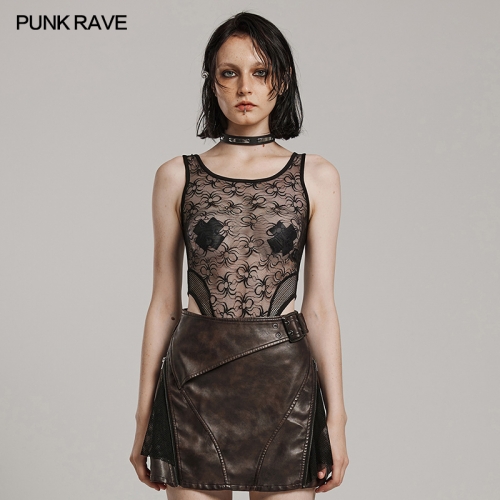 Punk Rave WT-871BXF Spliced Spider Texture Mesh Cloth And Diamond Mesh Cloth Punk Daily Bodysuit