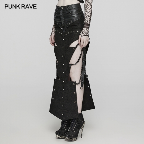 Punk Rave WQ-695BQF Attractive Thick Plastic Chain Semi-Circular Studs Punk Triangular Pieces Hollow Chain Skirt